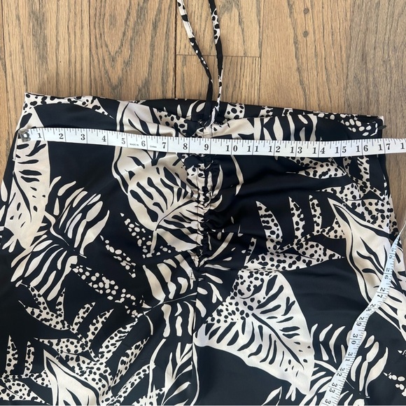 Future Collective with Alani Noelle Botanical Tie Front Black Tan Midi Skirt L - Picture 9 of 11